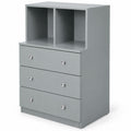 Airfind 3 Drawer Dresser with Cubbies Storage Chest for Bedroom Living Room, Engineered wood metal Frame, 24in x 16in x 37in Footprint, Gray