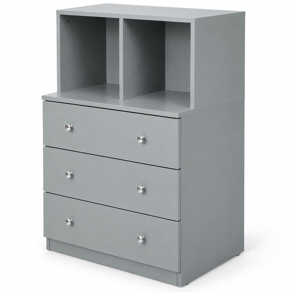 Airfind 3 Drawer Dresser with Cubbies Storage Chest for Bedroom Living Room, Engineered wood metal Frame, 24in x 16in x 37in Footprint, Gray