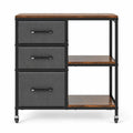 Airfind 3 Drawer Mobile File Cabinet with Charging Station Rolling Printer Stand with Open Storage Shelves, 44 lbs Capacity, Brown