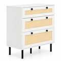Airfind 3-Drawer Rattan Nightstand Boho Chest of Drawers for Bedroom, 66 lbs Capacity, Engineered Wood MDF Metal Frame, 29.5 x 14 x 31 Footprint