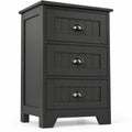 Airfind 3 Drawers End Storage Wood Side Nightstand, 88 lbs Capacity, P2 MDF Frame, 18 x 12 x 27 Footprint, Black