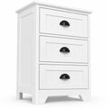 Airfind 3 Drawers End Storage Wood Side Nightstand, 88 lbs Capacity, P2 MDF Frame, 18 x 12 x 27 Footprint, White