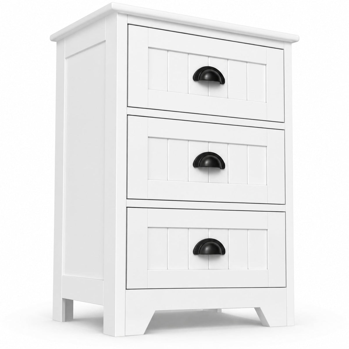 Airfind 3 Drawers End Storage Wood Side Nightstand, 88 lbs Capacity, P2 MDF Frame, 18 x 12 x 27 Footprint, White