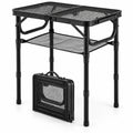 Airfind 3-Height Folding Picnic Table with Large Storage Net and Handle, 90 lbs Capacity, Aluminum Metal Nylon PP EVA Frame, Black
