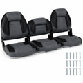 Airfind 3 Pack Folding Boat Seats with High Back and Low Back Chairs and 28D Sponge Padding for Fishing Boats and Marine Cabin Seating, Black
