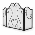 Airfind 3 Panel Fireplace Screen Foldable Spark Guard Cover with Decorative Scroll, Metal Frame, 40 × 24 Footprint, Black