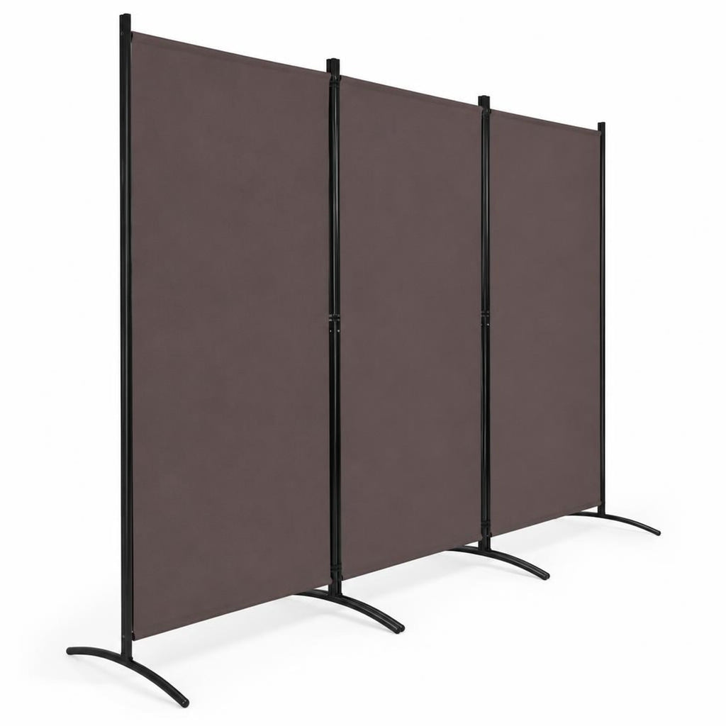 Airfind 3-Panel Room Divider Folding Privacy Partition Screen for Office Room, Polyester steel Opening Frame, 8.5 ft x 6 ft Footprint, Brown