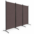 Airfind 3-Panel Room Divider Folding Privacy Partition Screen for Office Room, Polyester steel Opening Frame, 8.5 ft x 6 ft Footprint, Brown