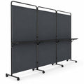 Airfind 3-Panel Room Divider with Shelves 6 FT Tall Folding Privacy Screen with Lockable Wheels, Polyester Fabric Metal Frame, Grey