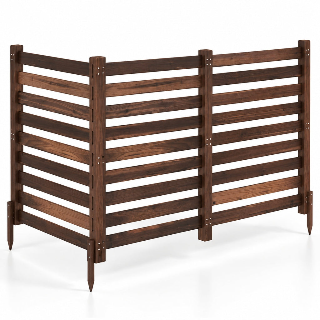Airfind 3-Panel Wooden Outdoor Privacy Fence with Ground Stakes, Fir Wood Frame, Brown, Product Dimensions of Each Screen 38.5 Inch