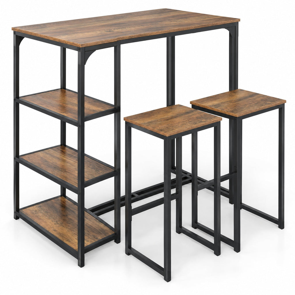 Airfind 3-Piece Bar Table Set for 2 Bar-Height Dining Table with 2 Stools, 220 lbs Capacity, MDF Metal Frame, Coffee