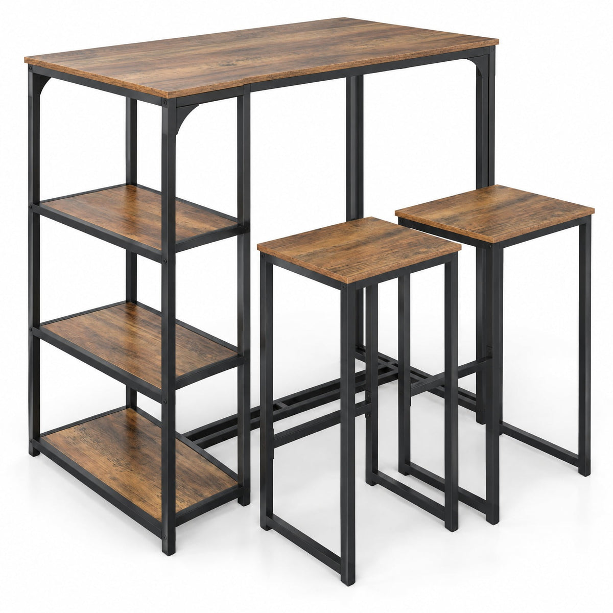 Airfind 3-Piece Bar Table Set for 2 Bar-Height Dining Table with 2 Stools, 220 lbs Capacity, MDF Metal Frame, Coffee