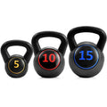 Airfind 3-Piece Cement Kettlebell Set (5-10-15 lbs) for Functional Strength Training, Black