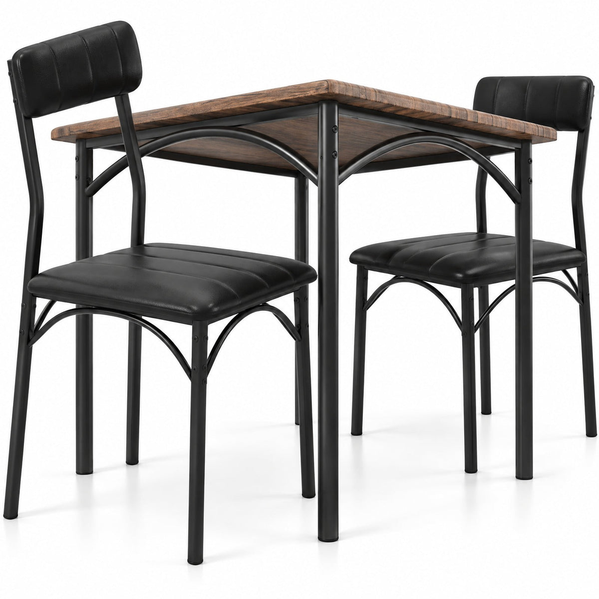 Airfind 3-Piece Dining Table Set Square Kitchen Table and 2 Chairs for Dining Room, 220 lbs Capacity, MDF Frame, 29 x 29 x 30 Footprint, Brown