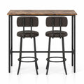 Airfind 3-Piece Industrial Bar Table Set with 2 Upholstered Stools and Footrests for Dining Room, 220 lbs Capacity, 40 × 16 × 36 Footprint, Brown