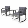 Airfind 3-Piece Outdoor Rocking Chair Set for Garden, 100 lbs Capacity, 28.5 x 22.5 x 31 Footprint, Gray