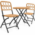 Airfind 3 Piece Patio Bistro Set Folding Round Table and Chairs with Wicker Seat, Chair 400 lbs Capacity, PE Rattan Metal Frame