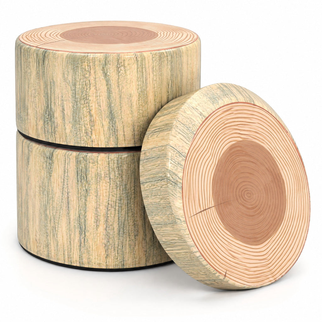 Airfind 3-Piece Tree Stump Stool Set with Wood Printing Nature Decoration, PU Leather, for 3 and Years Old, Natural for Home, Patio, Natural