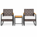 Airfind 3-Piece Wicker Rocking Chair Set with Coffee Table and Cushions for Porch, 110 lbs Capacity, WPC Metal PE Rattan Polyester Sponge Frame