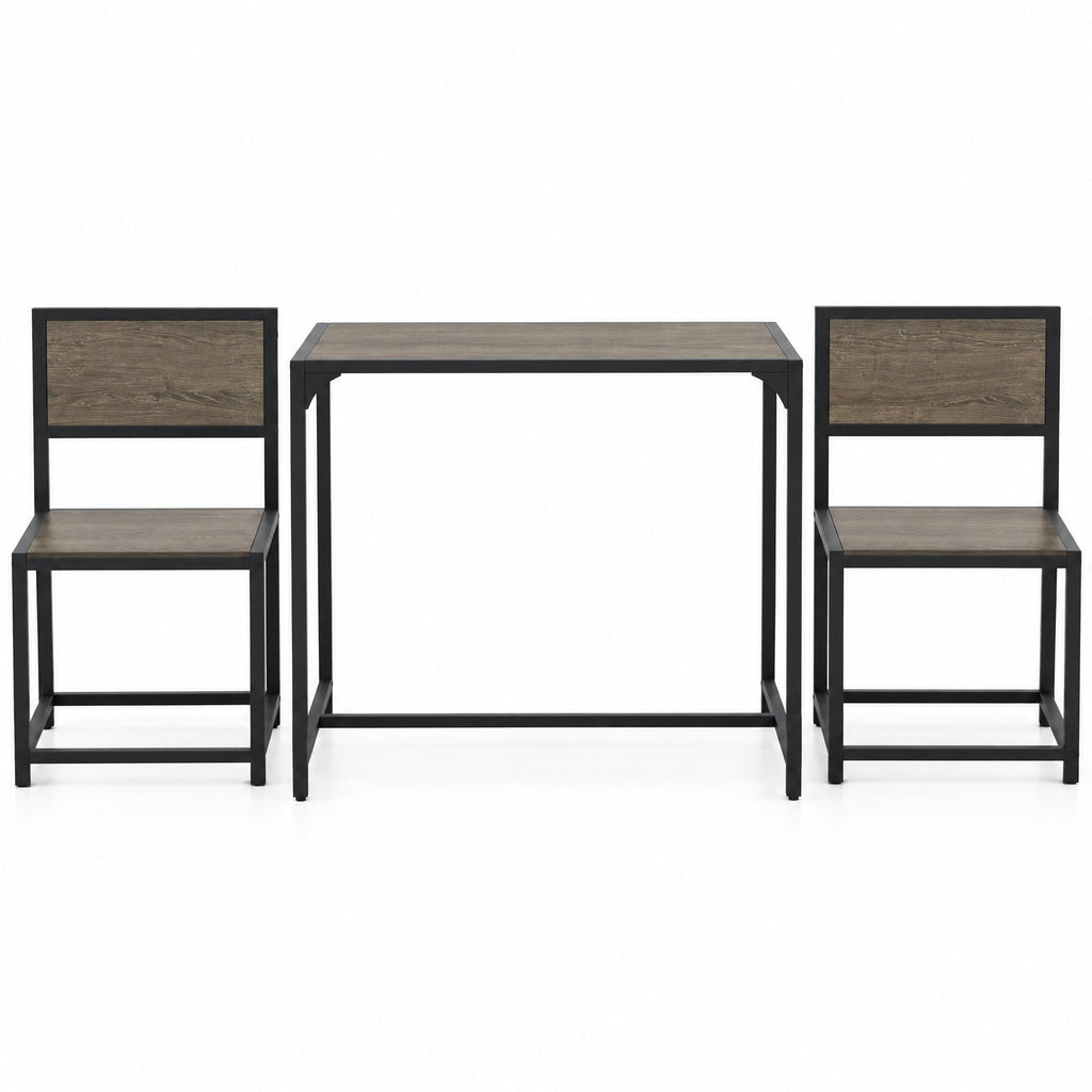 Airfind 3 Pieces Dining Set Compact Table and 2 Chair with Metal Frame for Small Space, 200 lbs Capacity, Engineered Wood Metal Frame, Rustic Brown