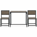 Airfind 3 Pieces Dining Set Compact Table and 2 Chair with Metal Frame for Small Space, 200 lbs Capacity, Engineered Wood Metal Frame, Rustic Brown