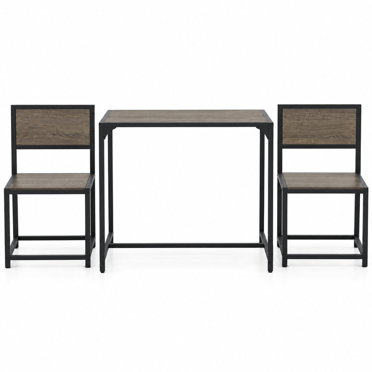 Airfind 3 Pieces Dining Set Compact Table and 2 Chair with Metal Frame for Small Space, 200 lbs Capacity, Engineered Wood Metal Frame, Rustic Brown