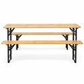 Airfind 3 Pieces Folding Wooden Picnic Table Bench Set, 660 lbs Capacity, Iron Fir Wood Frame, 70 x 18 x 29.5 Footprint