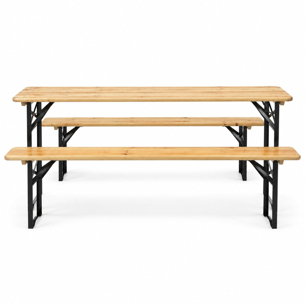 Airfind 3 Pieces Folding Wooden Picnic Table Bench Set, 660 lbs Capacity, Iron Fir Wood Frame, 70 x 18 x 29.5 Footprint