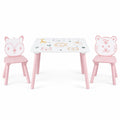 Airfind 3 Pieces Kids Table and Chairs Set with Animal Patterns for Kids, 44 lbs Capacity, Pine Wood Frame, for 3-6 Years Old