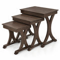 Airfind 3 Pieces Nesting Coffee Table Side Table with Solid Rubber Wood Legs, 71 lbs Capacity, Rubber Wood MDF Frame, 23 x 15 x 22 Footprint