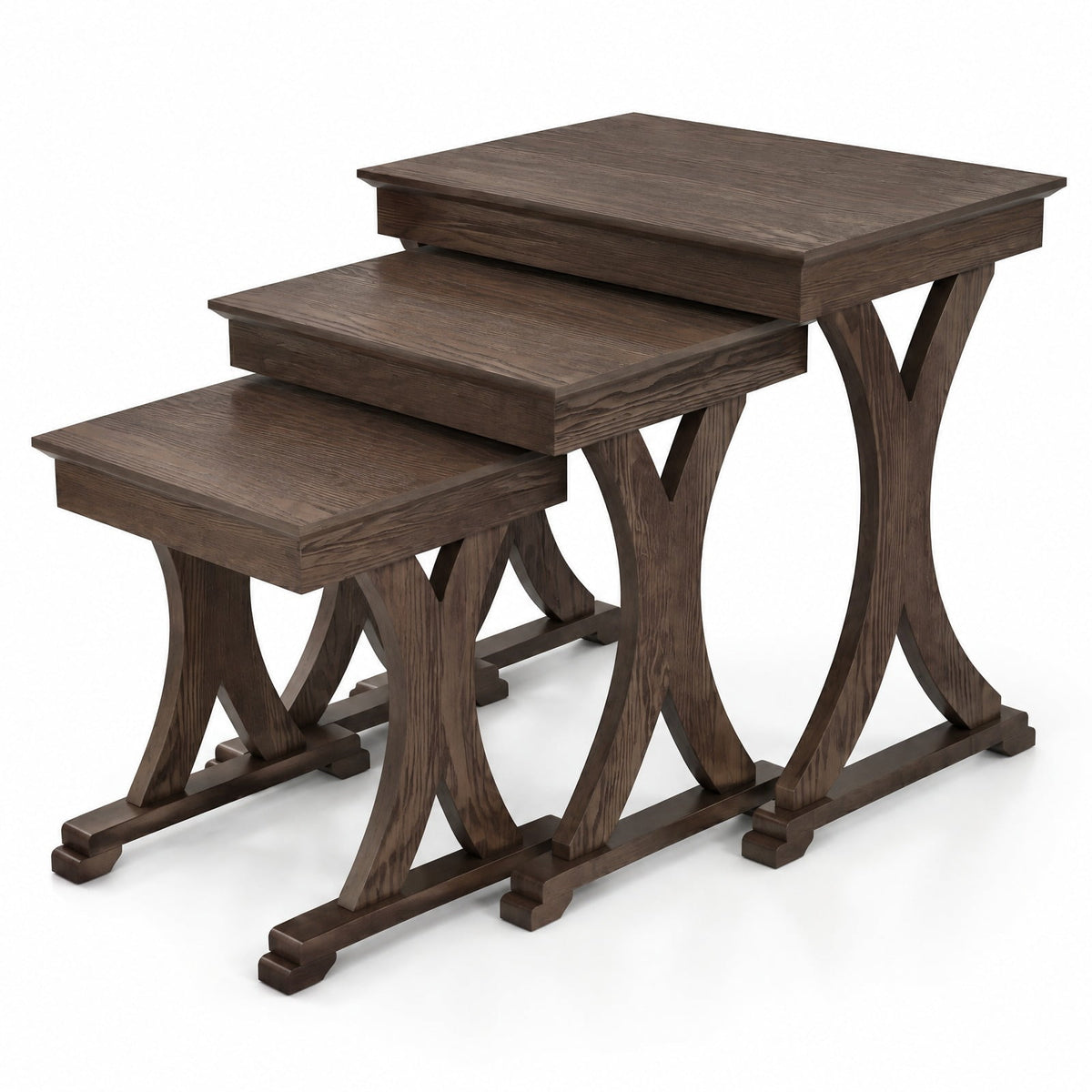 Airfind 3 Pieces Nesting Coffee Table Side Table with Solid Rubber Wood Legs, 71 lbs Capacity, Rubber Wood MDF Frame, 23 x 15 x 22 Footprint