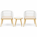 Airfind 3 Pieces Outdoor Bistro PE Wicker Conversation Furniture Set, 100 lbs Capacity, 18 x 16 Footprint, White