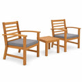 Airfind 3 Pieces Outdoor Furniture Set with Soft Seat Cushions, Chair 400 lbs Capacity, Acacia Wood Sponge Polyester Frame, Gray