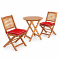 Airfind 3 Pieces Patio Folding Bistro Set with Padded Cushion and Round Coffee Table, 360 lbs Capacity, Acacia wood Frame, Red