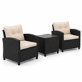 Airfind 3 Pieces Patio Furniture Set with Tempered Glass Coffee Table, 400 lbs Capacity, PE Rattan Metal Tempered Glass Polyester Sponge Frame