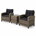 Airfind 3 Pieces Patio Furniture Set with Tempered Glass Coffee Table-Black Brown, 400 lbs Capacity, 25.5 x 26 x 30 Footprint, Coffee