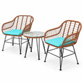 Airfind 3 Pieces Patio Rattan Bistro Set with Cushion, 170 lbs Capacity, Steel Rattan Sponge Polyester Frame, 22.5 Inch x 24 Inch x 31.5 Inch Footprint