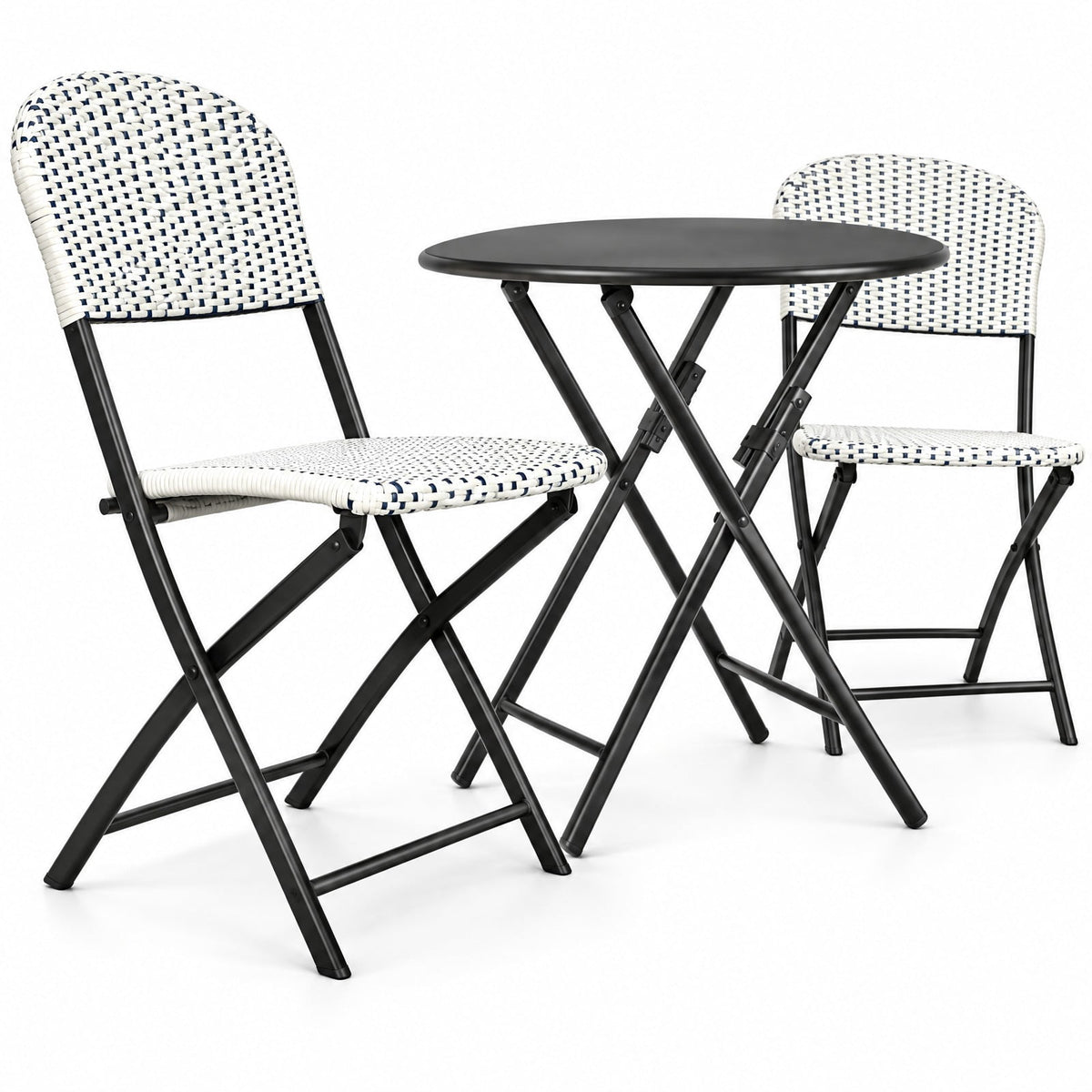 Airfind 3 Pieces Patio Rattan Bistro Set with Round Dining Table and 2 Chairs, 110lbs Weight capacity of each chair: 330lbs Capacity