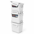 Airfind 3 Pieces Plastic Storage Bins Stackable with Front Door and Side Handles, 18 lbs Capacity, PP Frame, White