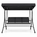 Airfind 3-Seat Patio Swing Chair with Adjustable Canopy, 800 lbs Capacity, Metal Frame, 75 Inch x 48 Inch x 67 Inch Footprint, Black