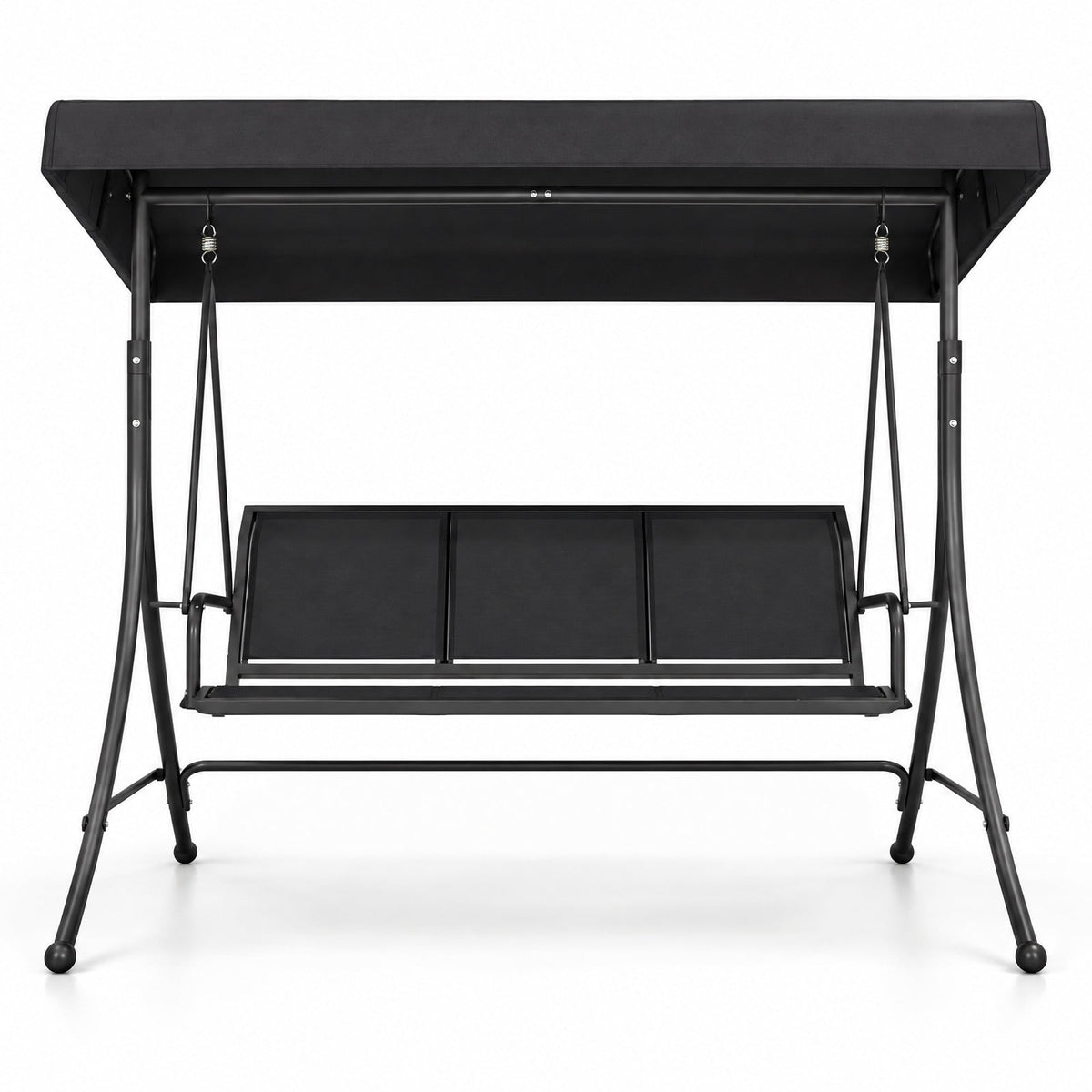 Airfind 3-Seat Patio Swing Chair with Adjustable Canopy, 800 lbs Capacity, Metal Frame, 75 Inch x 48 Inch x 67 Inch Footprint, Black