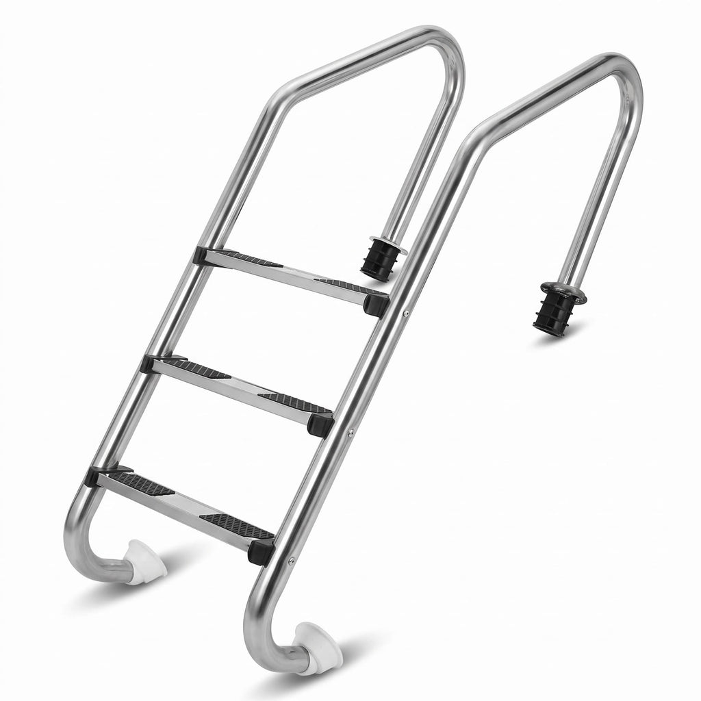 Airfind 3-Step Stainless Steel Swimming Pool Ladder with Anti-Slip Step, 265 lbs Capacity, 25 x 21.5 x 58 (L x W x H) Step Footprint, Silver
