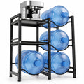 Airfind 3-Tier 5 Gallon Water Jug Holder with Shelves, 45 lbs Capacity, Carbon Steel Frame, Black, 4 bottle slots for 5-gallon water bottles