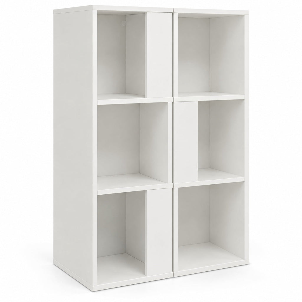 Airfind 3-Tier 6 Cube Freestanding Bookcase with Anti-toppling Device, 44 lbs Capacity, Engineered wood Frame, 13 x 13 x 39.5 Footprint, White