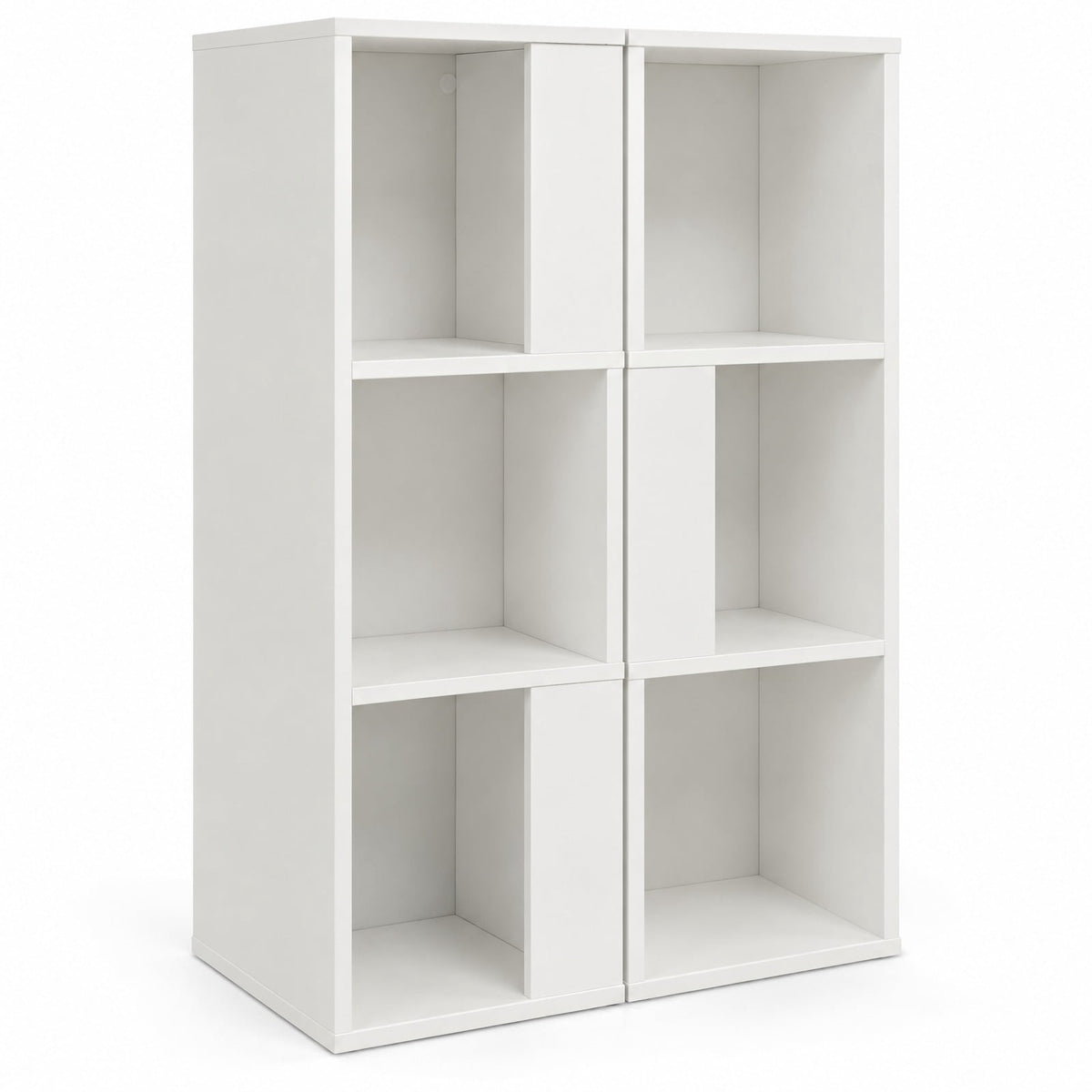 Airfind 3-Tier 6 Cube Freestanding Bookcase with Anti-toppling Device, 44 lbs Capacity, Engineered wood Frame, 13 x 13 x 39.5 Footprint, White