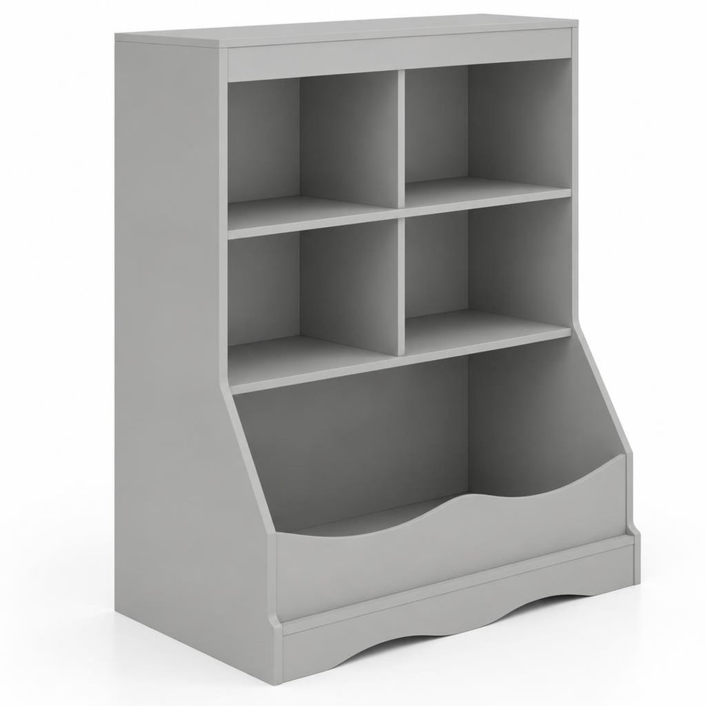 Airfind 3-Tier Childrens Multi-Functional Bookcase Toy Storage Bin Floor Cabinet, 66 lbs Capacity, MDF Engineered Wood Frame, Grey