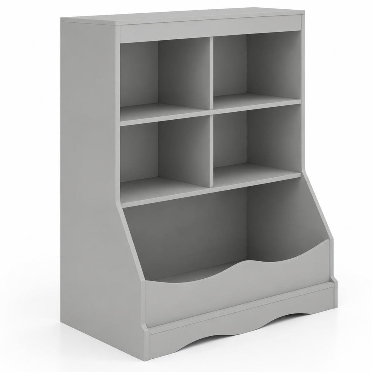 Airfind 3-Tier Childrens Multi-Functional Bookcase Toy Storage Bin Floor Cabinet, 66 lbs Capacity, MDF Engineered Wood Frame, Grey