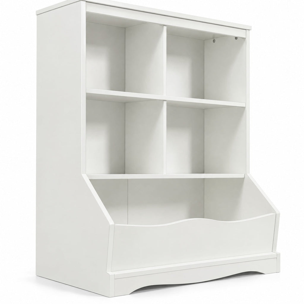 Airfind 3-Tier Childrens Multi-Functional Bookcase Toy Storage Bin Floor Cabinet, 66 lbs Capacity, MDF Engineered Wood Frame, White