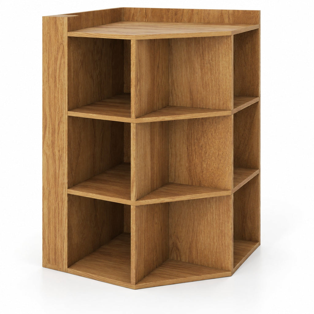 Airfind 3-Tier Corner Cabinet with Charging Station for Bedroom, Engineered Wood Frame, 20 x 20 x 34 inch Footprint, Natural