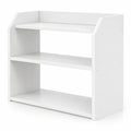 Airfind 3-Tier Desktop Bookshelf Wooden Countertop Bookcase with Raised Top Guardrails, 33 lbs Capacity, Engineered Wood Frame, White